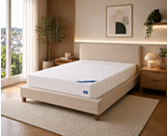 Matelas Sensospring 160x200 cm Oli posé sur un lit 2 personne dans une chambre moderne – confort équilibré à ressorts ensachés