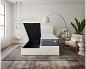 Lit Coffre Cassia Bouclé Blanc - 90x200 cm