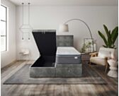 Lit Coffre Cassia Velours Gris - 90x190 cm