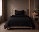 Housse de couette satin noir intense 