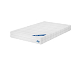Matelas Sensospring 140x190 cm Oli – vue d'ensemble sur fond blanc, coutil matelassé blanc et soutien ferme à ressorts ensachés