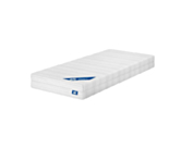 Matelas Sensospring 90x200 cm Oli – vue d'ensemble sur fond blanc, coutil matelassé blanc et soutien ferme à ressorts ensachés