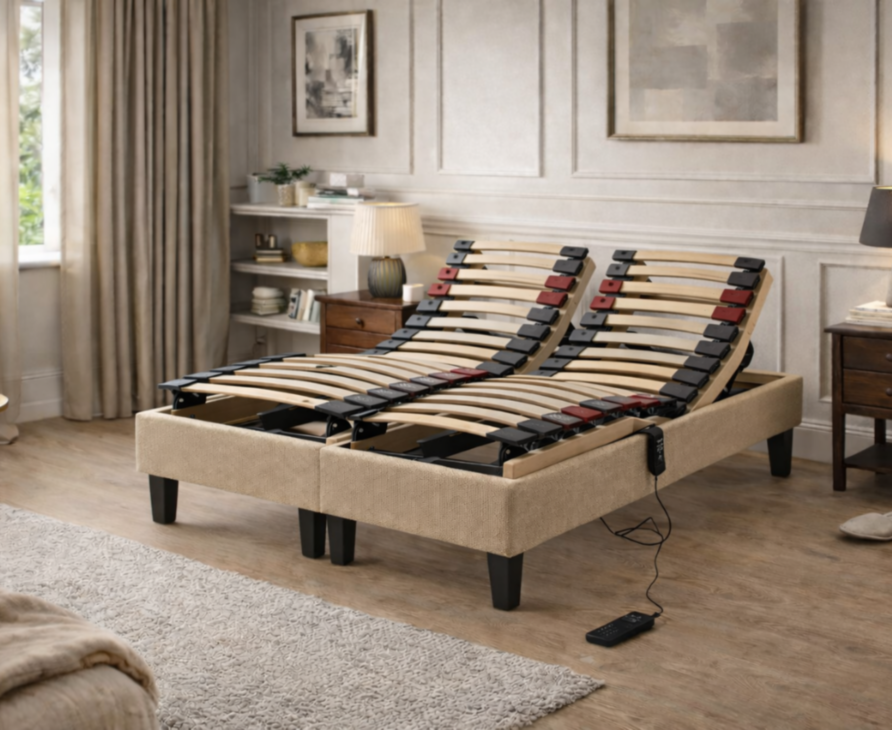 Sommier électrique Essentiel Plus Beige– 140x200 cm (2 couchages 70x200 cm) 
