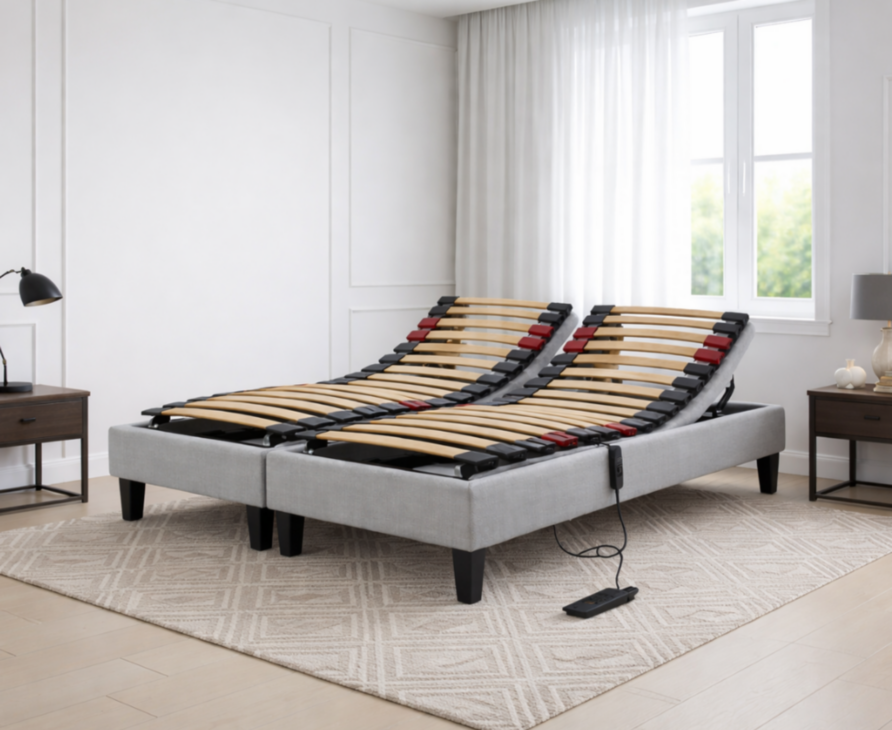 Sommier électrique Essentiel Plus Gris – 140x200 cm (2 couchages 70x200 cm) 