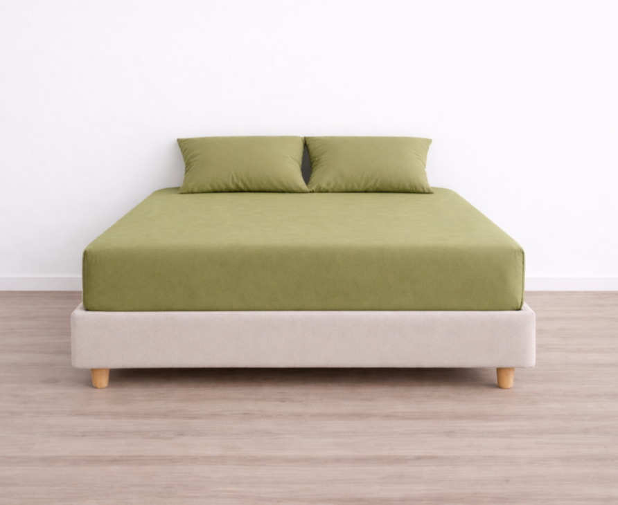 Drap-housse 100% Coton Olive - Bonnet 25 - 160x200 cm