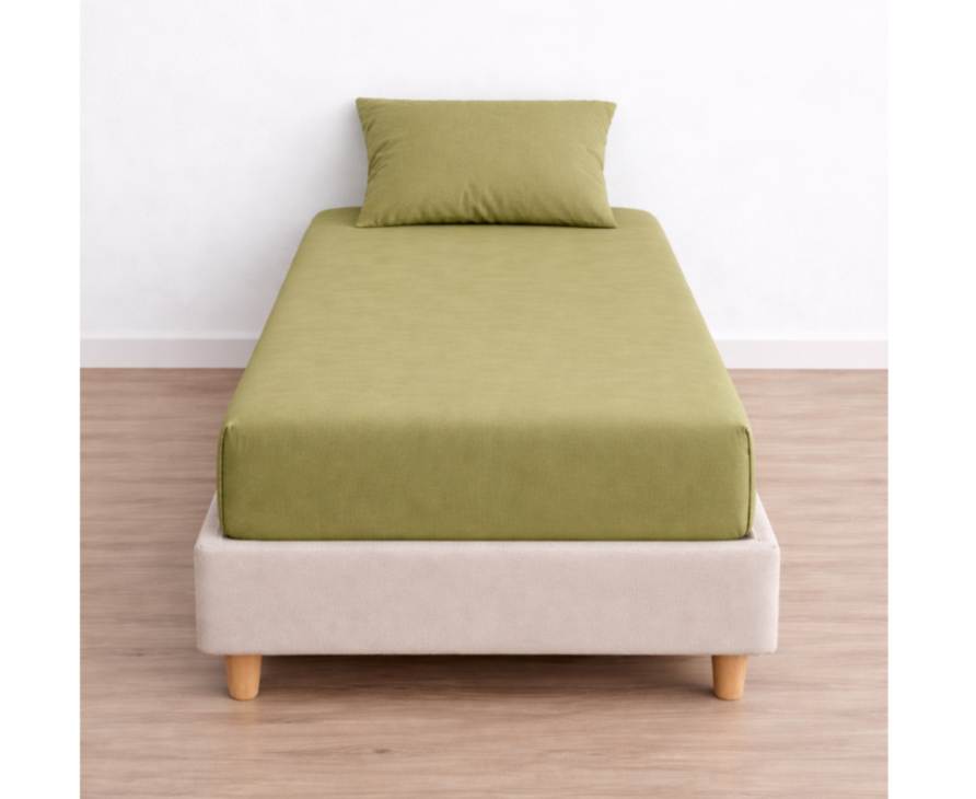 Drap-housse 100% Coton Olive - Bonnet 25 - 80x200 cm
