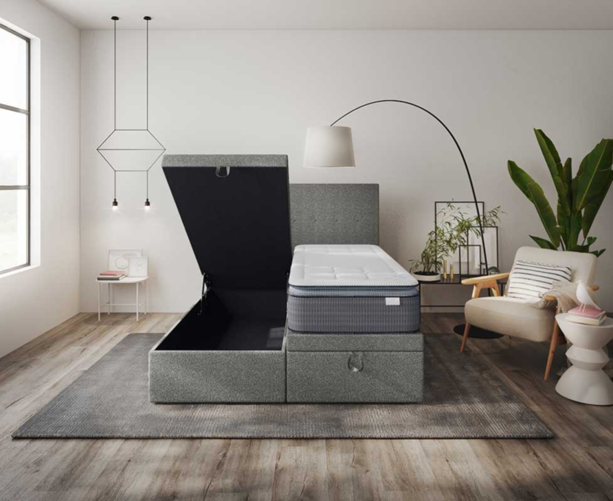 Lit Coffre Cassia Gris - 140x200 cm