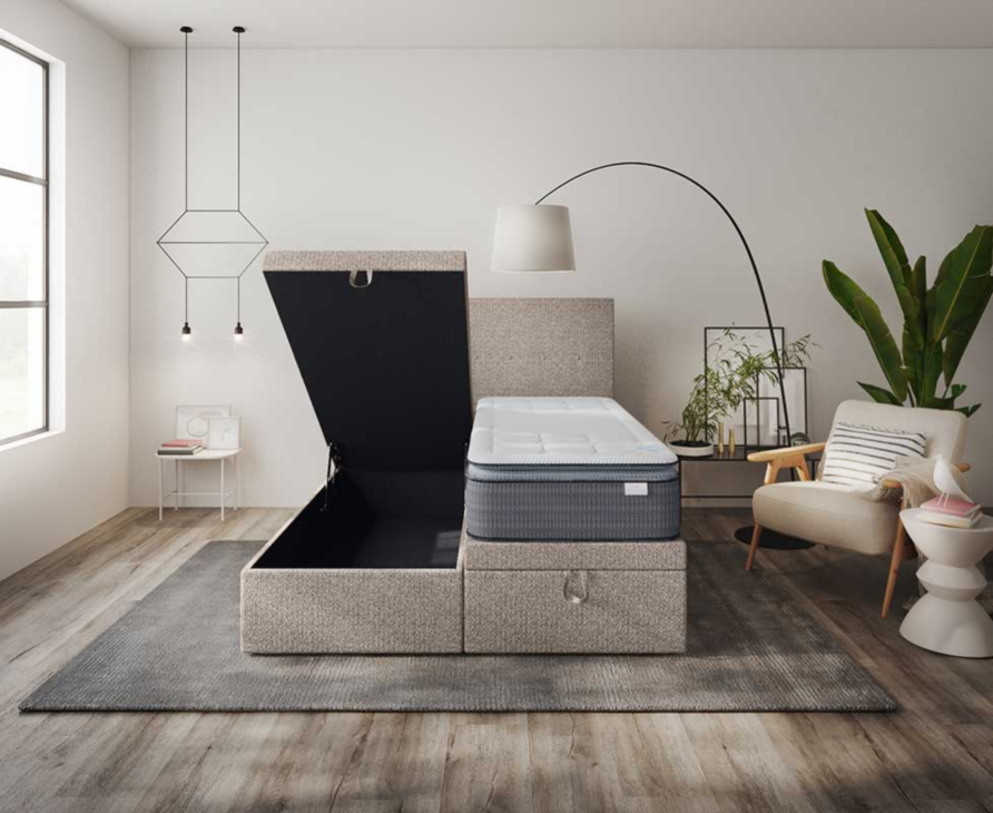 Lit Coffre Cassia Taupe - 160x200 cm