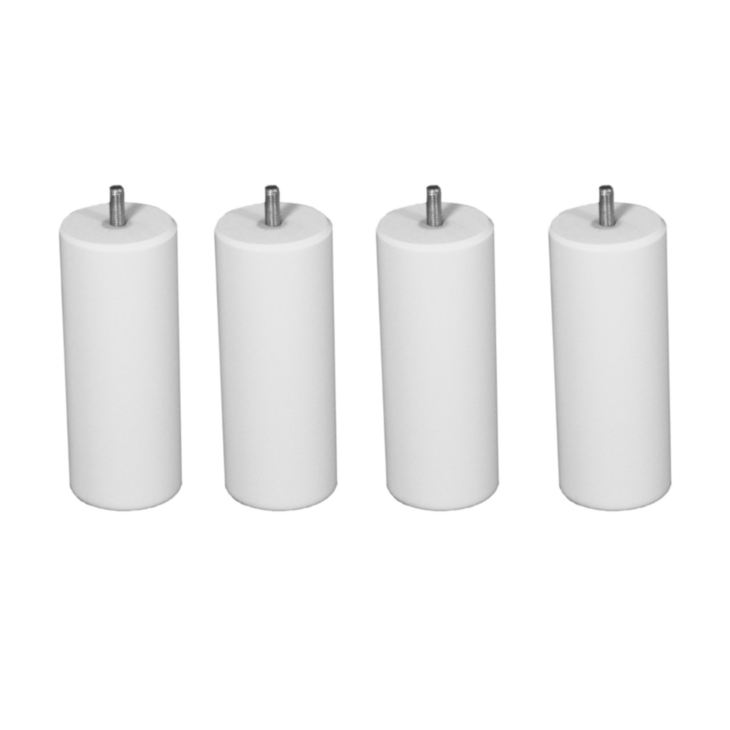 Lot de 4 pieds cylindriques Blanc Laqué - H15 cm