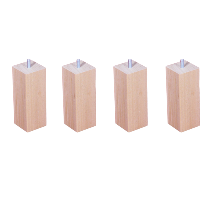 Lot de 4 pieds carrés Vernis Clair - H15 cm