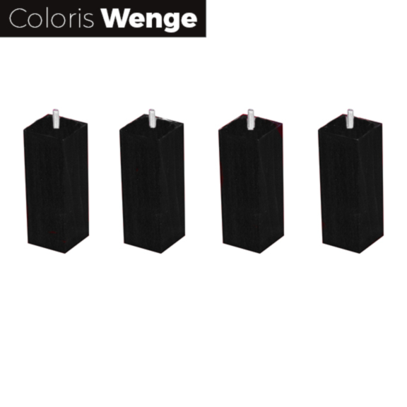 Lot de 4 pieds carrés Wengé - H20 cm