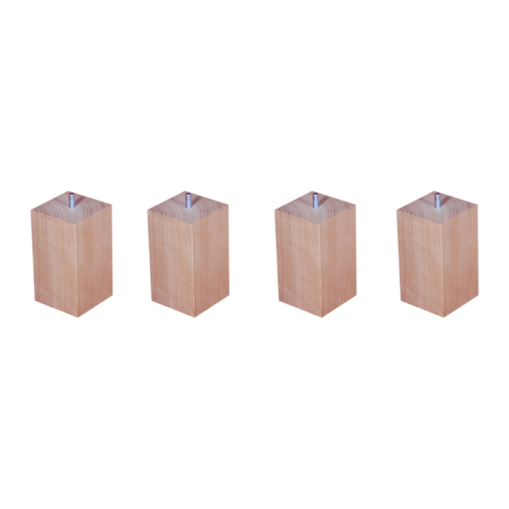 Lot de 4 pieds P3 carrés Vernis clair - H20 cm