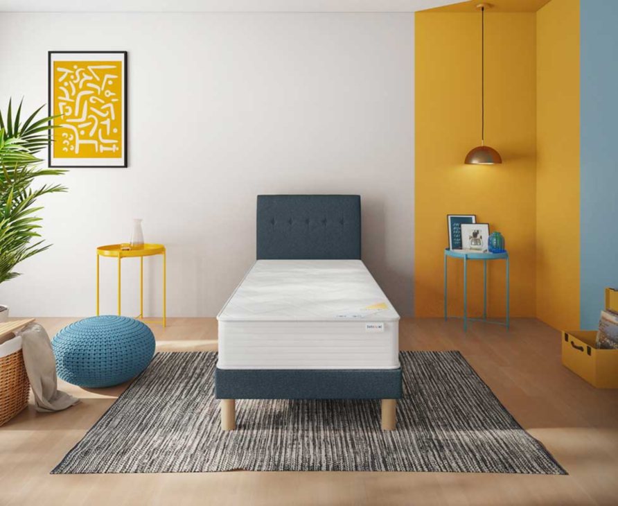 Sommier Tapissier Cirse Deco Bleu - 90x200 cm