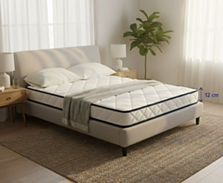 Matelas Essential Oli 140x190 cm épaisseur 12 cm – confort ferme mousse haute résilience sur lit double