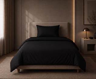 Housse de couette satin noir intense 