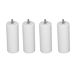 Lot de 4 pieds cylindriques Blanc Laqué - H15 cm