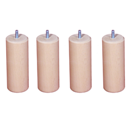 Lot de 4 pieds cylindriques Vernis Clair - H20 cm