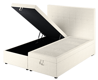 Lit Coffre Cassia Bouclé Blanc - 140x200 cm