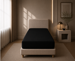 Ambiance drap-housse Satin Noir Intense Bonnet 35 - 90X190 cm