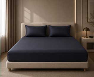 Ambiance Drap-housse satin midnight Bonnet 35 140x200