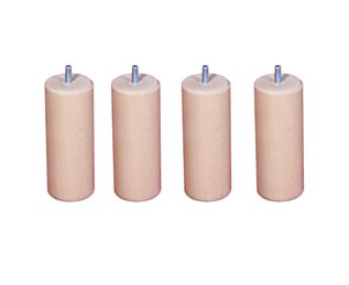 Lot de 4 pieds cylindriques Vernis Clair - H15 cm