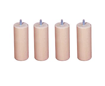 Lot de 4 pieds cylindriques Vernis Clair - H15 cm