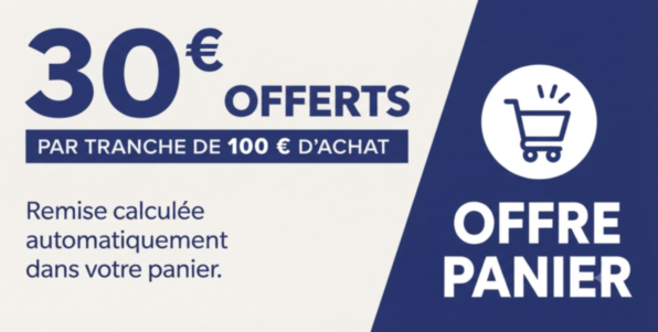 30 € offerts tous les 100 € d'achat
